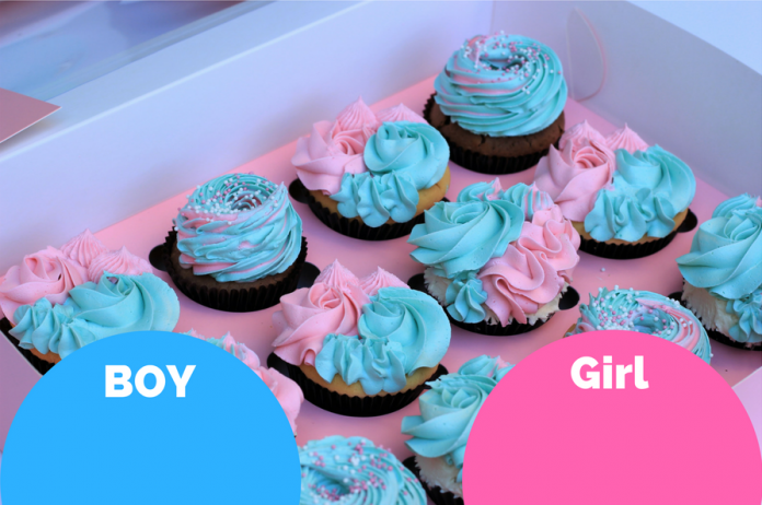 Gender reveal cupcake