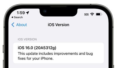 ios 16 version update interface