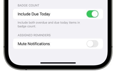 ios 16 reminders include due today